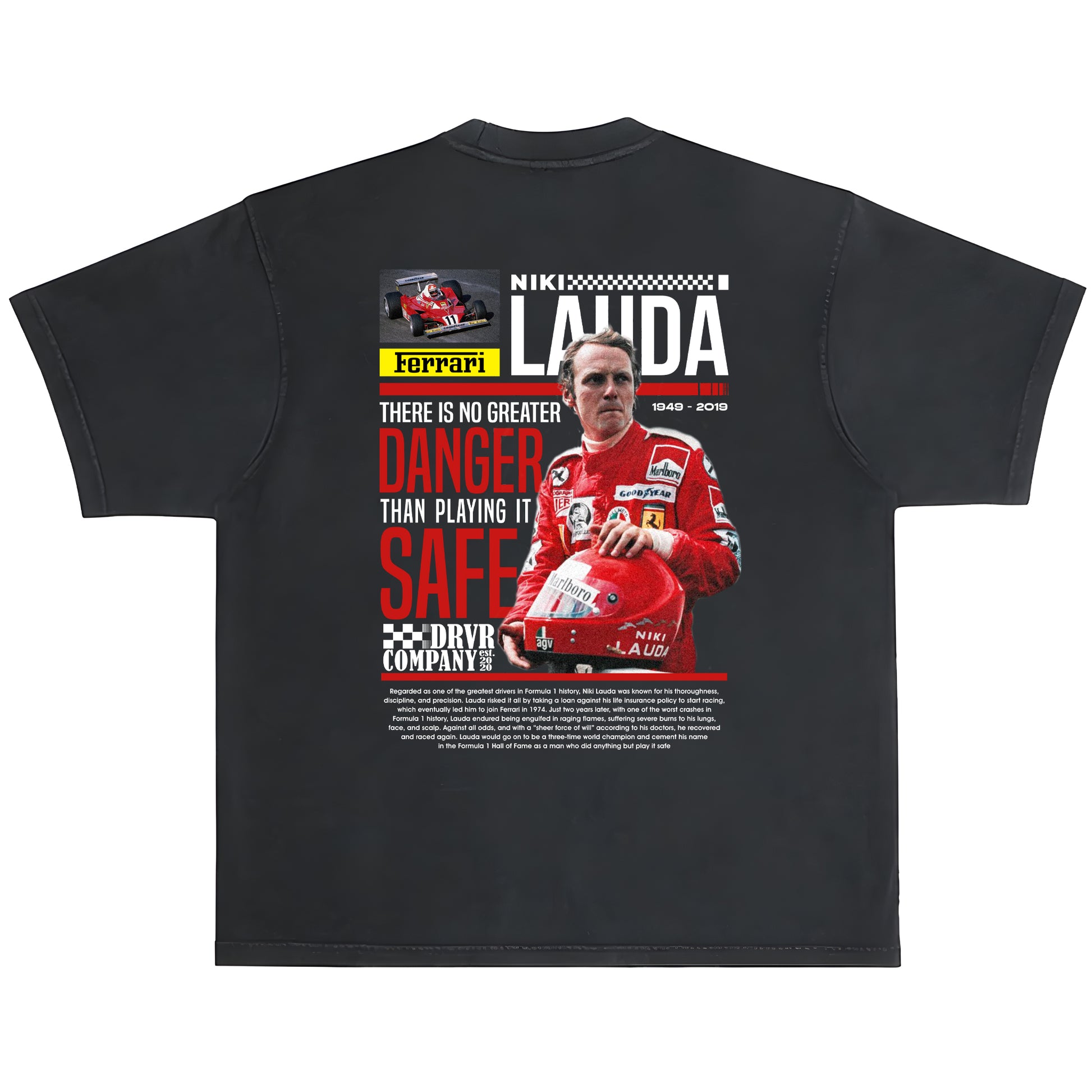 Black heavyweight crew neck vintage shirt  Niki Lauda