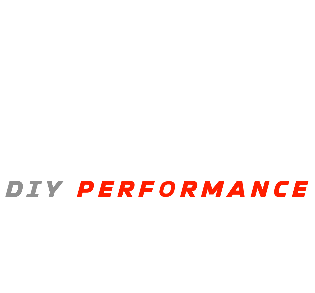 Text 'DIY PERFORMANCE' in red and gray on a white background