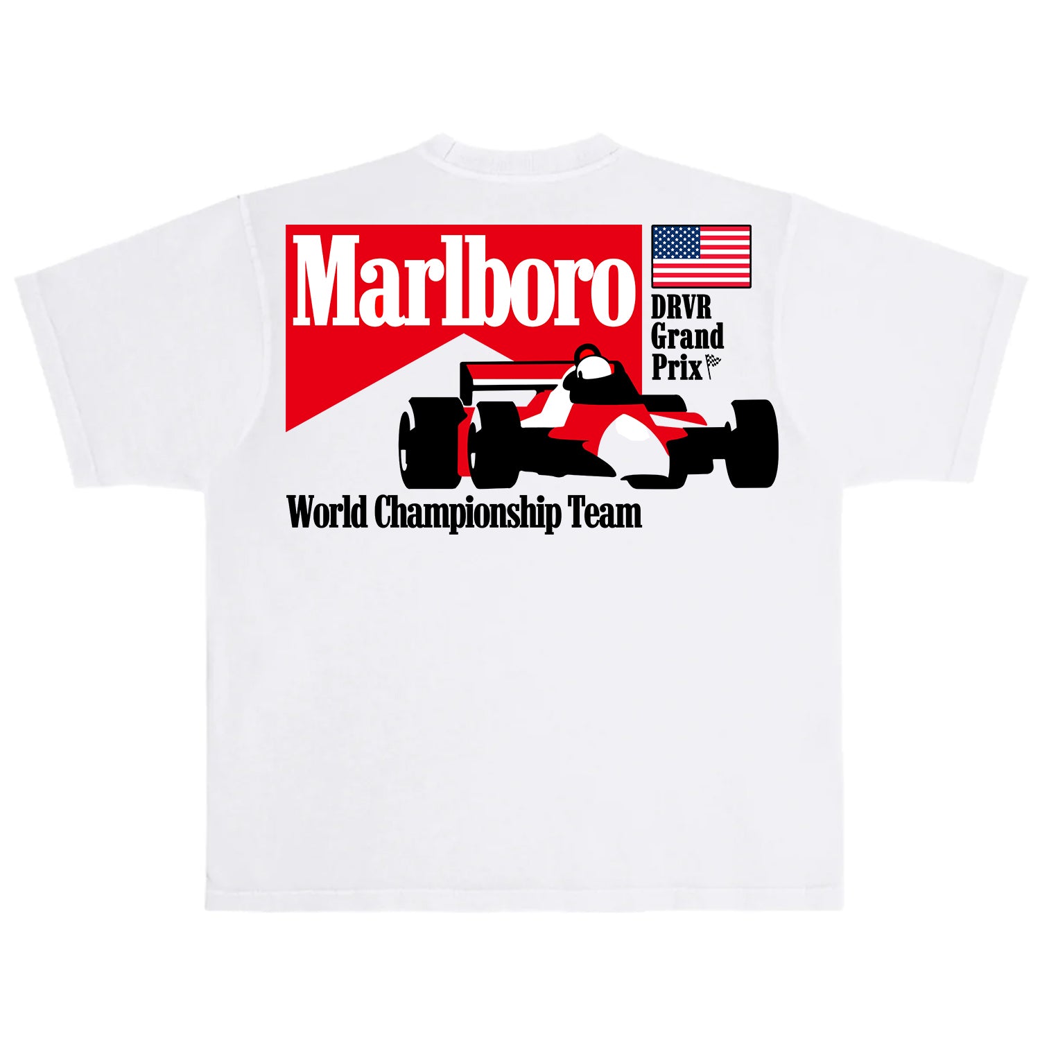 Marlboro Racing DRVR Grand Prix. 100% Heavyweight Cotton. Oversize fit