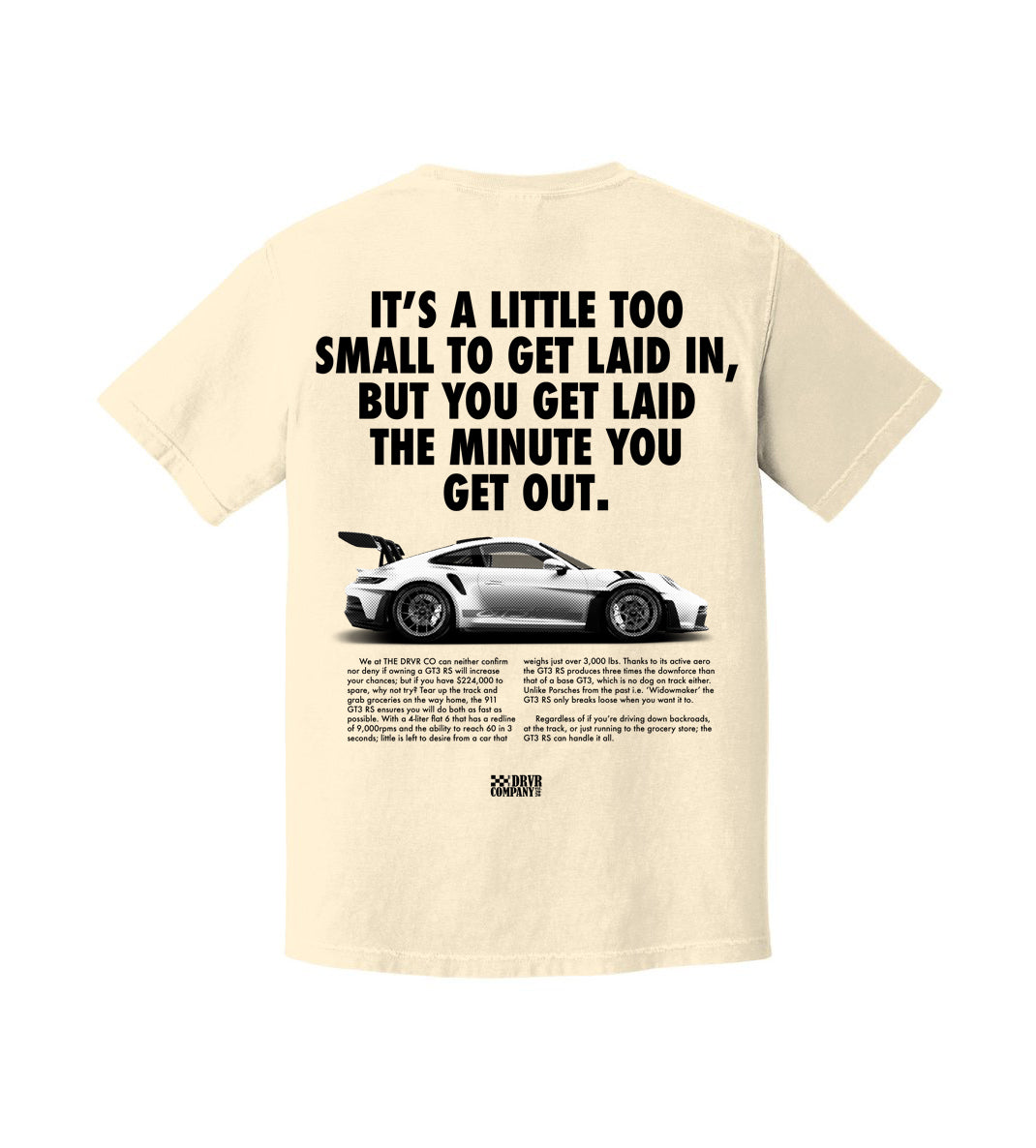 thedrvrco rear render for porsche gold digger tee